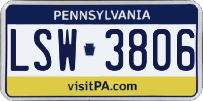 PA license plate LSW3806