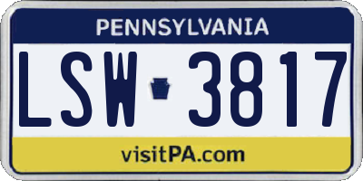 PA license plate LSW3817