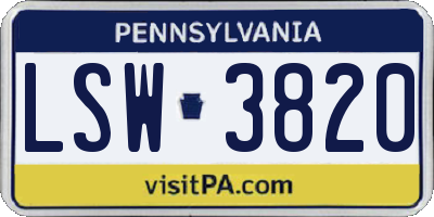 PA license plate LSW3820
