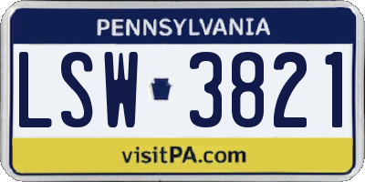 PA license plate LSW3821
