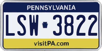 PA license plate LSW3822