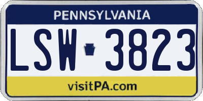 PA license plate LSW3823