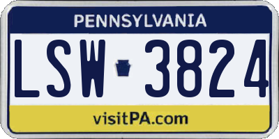 PA license plate LSW3824