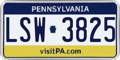 PA license plate LSW3825