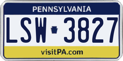 PA license plate LSW3827