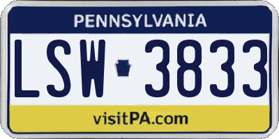PA license plate LSW3833