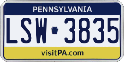 PA license plate LSW3835