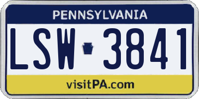 PA license plate LSW3841