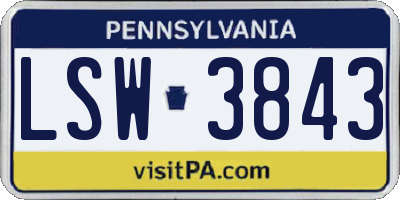 PA license plate LSW3843