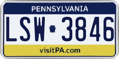PA license plate LSW3846