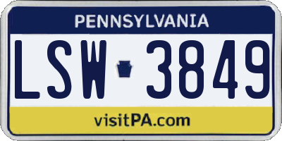 PA license plate LSW3849