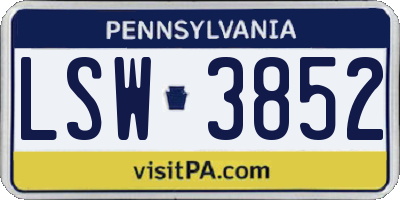 PA license plate LSW3852