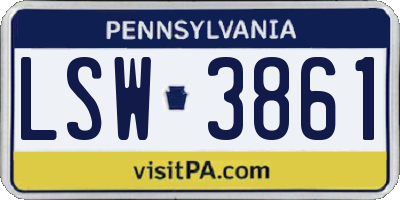 PA license plate LSW3861