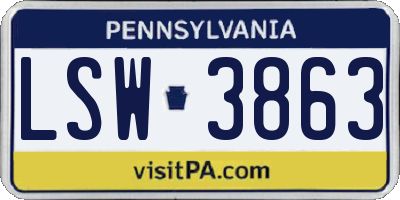 PA license plate LSW3863