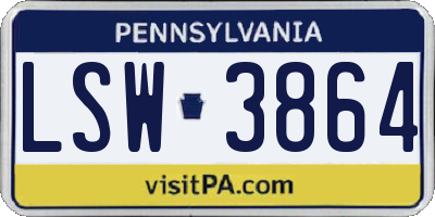 PA license plate LSW3864