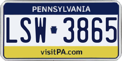 PA license plate LSW3865