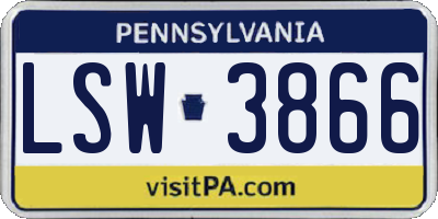 PA license plate LSW3866