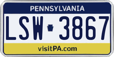 PA license plate LSW3867