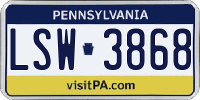 PA license plate LSW3868