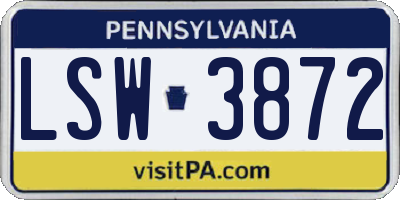 PA license plate LSW3872