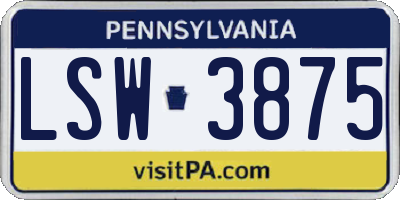 PA license plate LSW3875