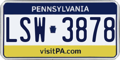PA license plate LSW3878