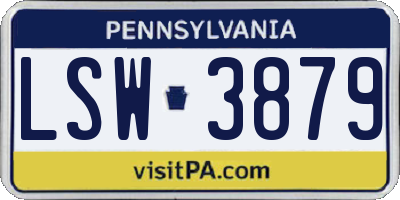PA license plate LSW3879