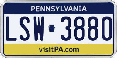 PA license plate LSW3880