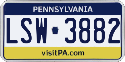 PA license plate LSW3882