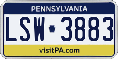 PA license plate LSW3883