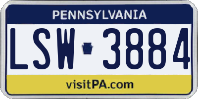 PA license plate LSW3884
