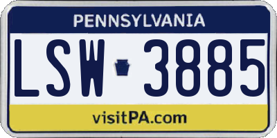 PA license plate LSW3885