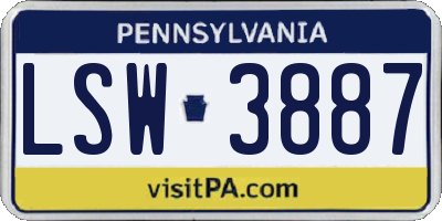 PA license plate LSW3887