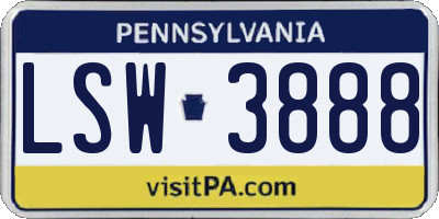 PA license plate LSW3888