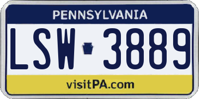 PA license plate LSW3889