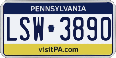 PA license plate LSW3890