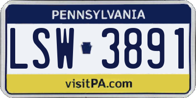PA license plate LSW3891