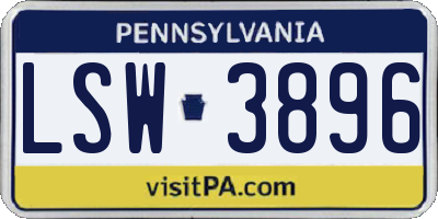 PA license plate LSW3896