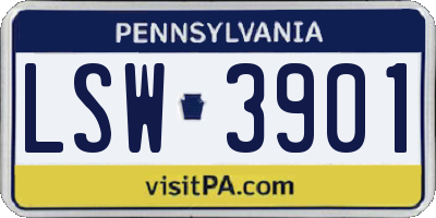 PA license plate LSW3901