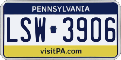 PA license plate LSW3906