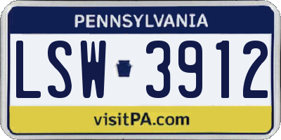 PA license plate LSW3912