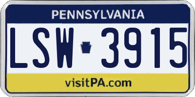 PA license plate LSW3915