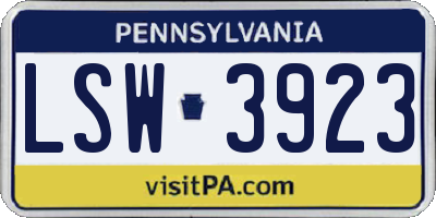 PA license plate LSW3923