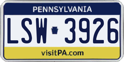 PA license plate LSW3926