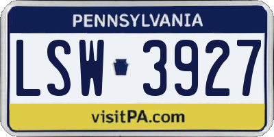 PA license plate LSW3927