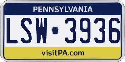 PA license plate LSW3936