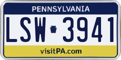 PA license plate LSW3941