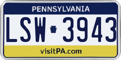 PA license plate LSW3943