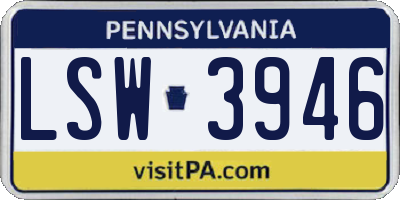 PA license plate LSW3946