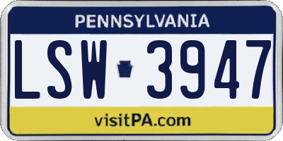 PA license plate LSW3947